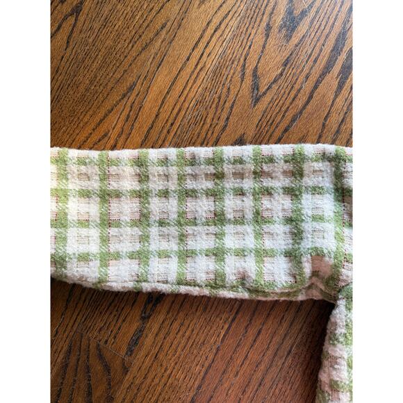 Green Plaid Boucle Bomber Jacket StreetStyle Casual School Fall Winter Spring - Picture 10 of 14